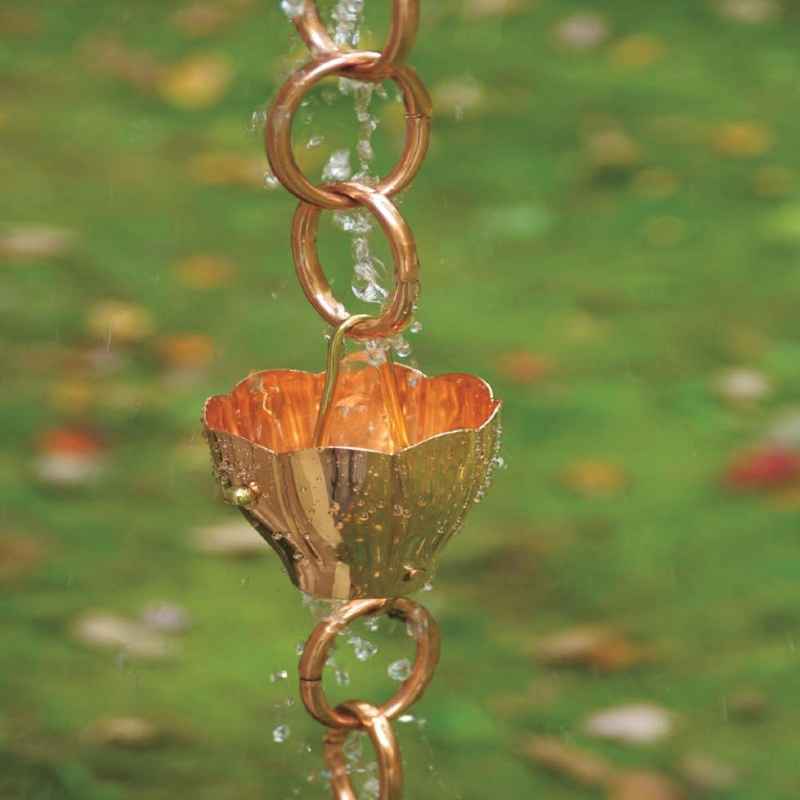 Handcrafted Crocus Flower Rain Chain - Copper